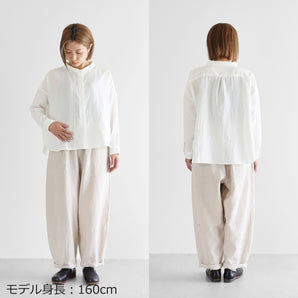 【ブラウス】シャトルダブルガーゼ ワイドブラウス 白 フリーサイズ HUIS.