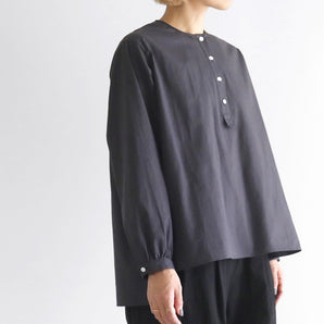 【プルオーバー】オーガニックコットン ライトオックス ヘンリーネック ナチュラルプルオーバー HUIS.