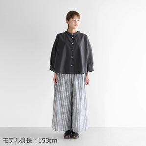 【ブラウス】8分袖 ゆるふわコットン ワイドブラウス フリーサイズ スミクロ HUIS.