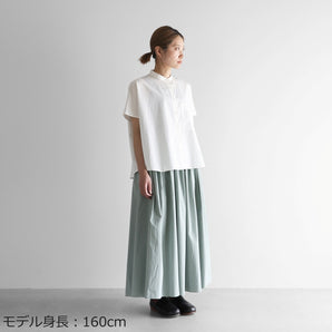 【ブラウス】ギザコットン ブロードバンドカラー 半袖ワイドブラウス 白 フリーサイズ HUIS.