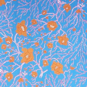 手捺染 手ぬぐい | ろう梅と猫柳柄 | 白 / 青鈍 / 浅葱色 | 綿 (特岡生地) | 京都 都もだん 都もだん