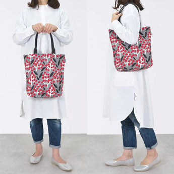 トートバッグ（縦型）｜南天柄｜手染め生地 帆布 綿100% コットン バッグ 日本製｜京都職人仕上げ 【 Fuwa Market オリジナル 】 Fuwa Market