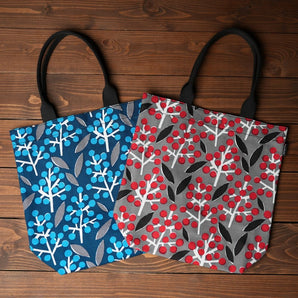 【トートバッグ】縦型 手染め帆布 綿100% 京都職人仕上げ 南天柄 幸せの文様 Fuwa Market オリジナル