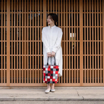 トートバッグ（縦型）｜青海波柄｜手染め生地 帆布 綿100% コットン バッグ 日本製｜京都職人仕上げ 【 Fuwa Market オリジナル 】 Fuwa Market