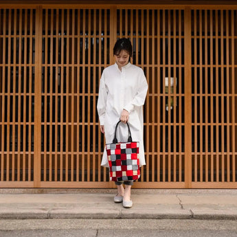 トートバッグ（縦型）｜青海波柄｜手染め生地 帆布 綿100% コットン バッグ 日本製｜京都職人仕上げ 【 Fuwa Market オリジナル 】 Fuwa Market