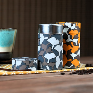 【茶缶】手染め和紙 銀杏柄 幸せの文様シリーズ Fuwa Market オリジナル