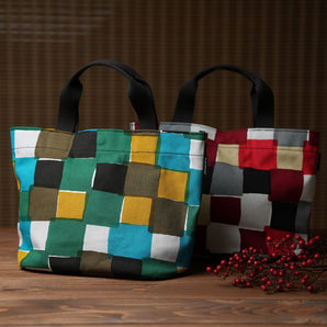 【トートバッグ】横型 手染め帆布 綿100% 京都職人仕上げ 市松柄 Fuwa Market オリジナル