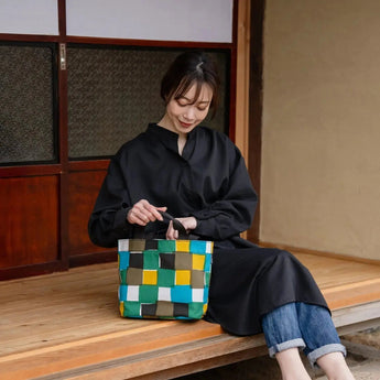 トートバッグ（横型）｜青海波柄｜手染め生地 帆布 綿100% コットン バッグ 日本製｜京都職人仕上げ 【 Fuwa Market オリジナル 】 Fuwa Market