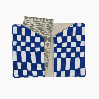 よつめ染布舎｜名刺入れ｜ 変わり市松 納戸色｜ネイビー